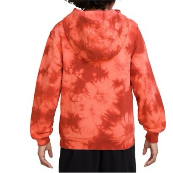 NWT Nike Club Fleece Tie Dye Hoodie Wild Mango/Dragon Red/Vintage Coral - Picture 2 of 6